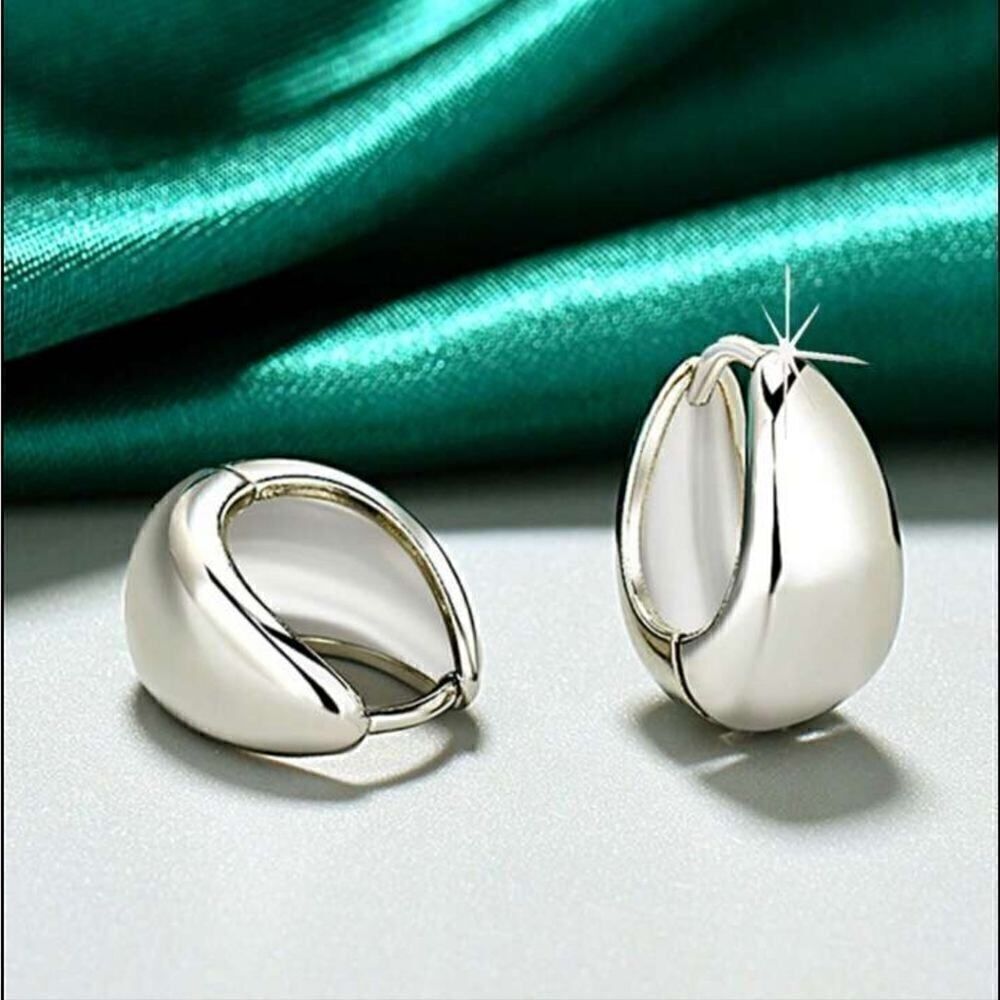 Gold Plated  Needle Stud Earrings Wide Edge Drop style